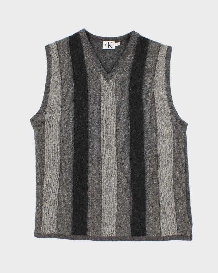 Calvin Klein Jeans Wool Blend Textured Striped Vest - L sold by Rokit