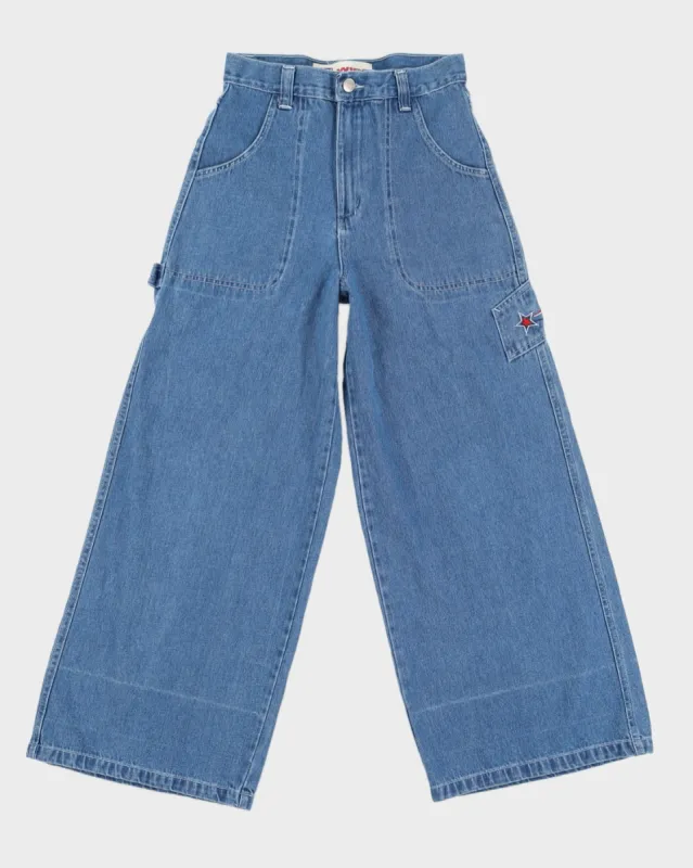 Y2K 00s Faded Glory High Waisted Blue Denim Carpenter Jeans - W26 L28 sold by Rokit