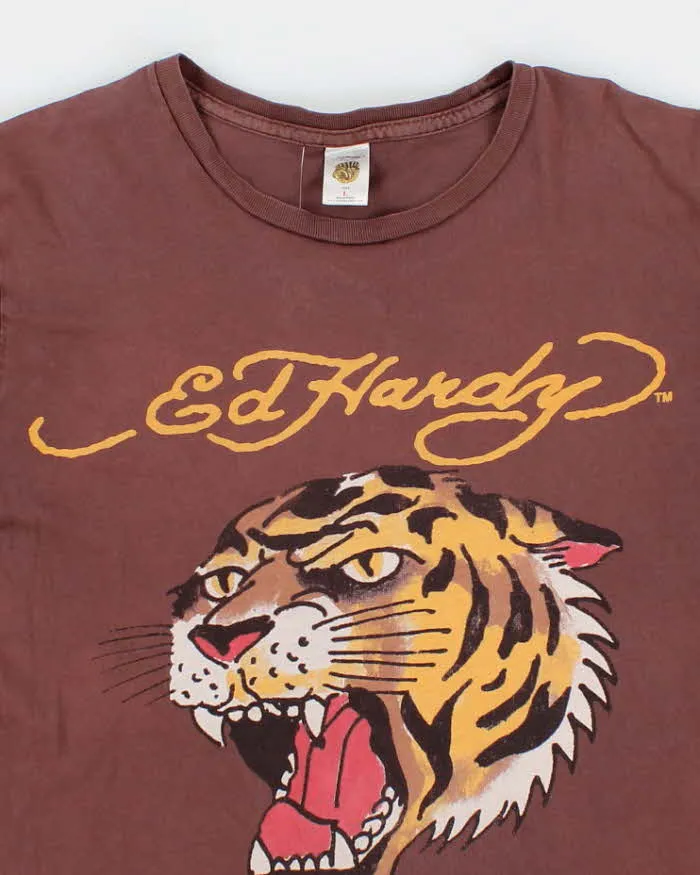 Men's Brown Ed Hardy Tiger Graphic Print Graphic T shirt - L sold by Rokit product image thumbnail 3