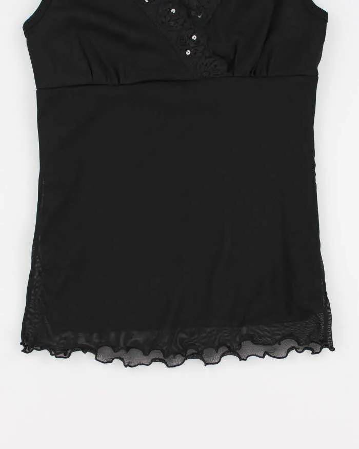 Y2k 00s Poet Black Double Layer Mesh Top - S sold by Rokit product image thumbnail 4