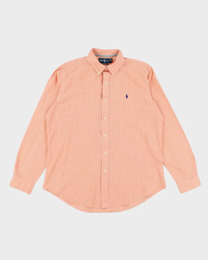 Vintage 90s Ralph Lauren Orange Gingham Shirt - L sold by Rokit