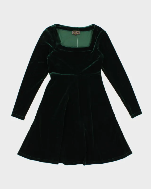 Vintage 80s Algo Green Velvet Dress - S made by Rokit