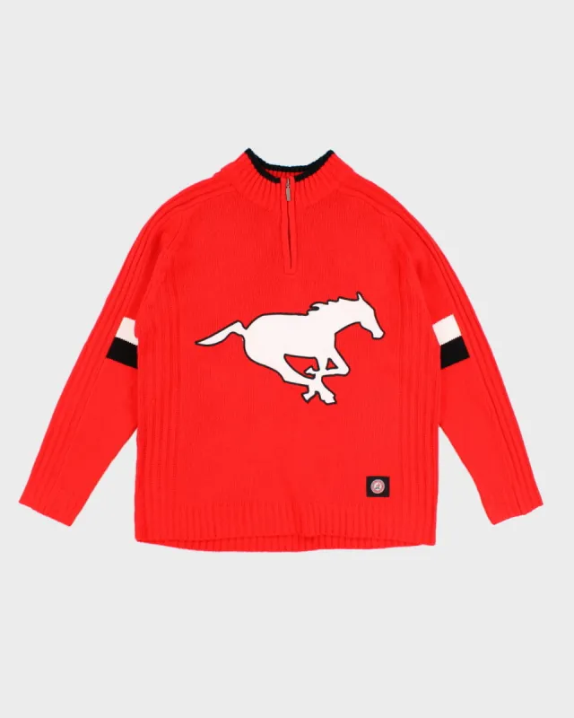 CFL Calgary Stampeders Quarter Zip Knit Sweatshirt - L sold by Rokit