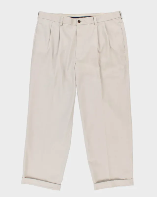 Brooks Brothers Beige Pleated Trousers - W38 L28 sold by Rokit