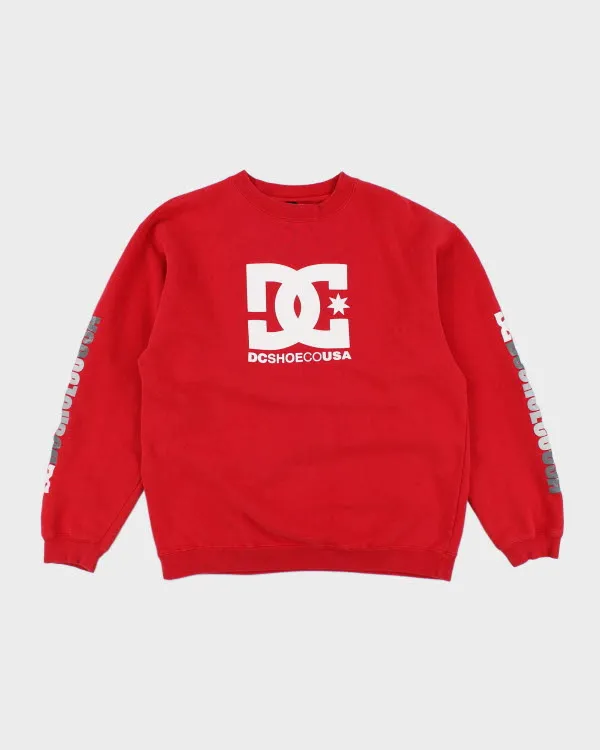 Y2k 00s DC Shoe Co Red Sweatshirt - L sold by Rokit