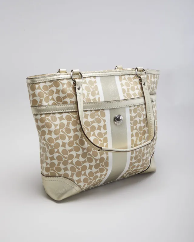 Y2K 00's Coach Heritage Monogram Tote Bag sold by Rokit