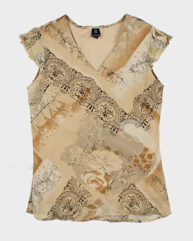 Vintage 90s Brown Pattern Mesh Top - M sold by Rokit