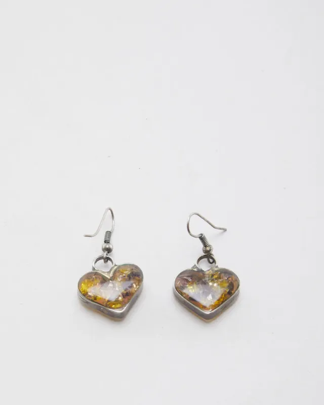 Vintage Amber Heart Earrings sold by Rokit