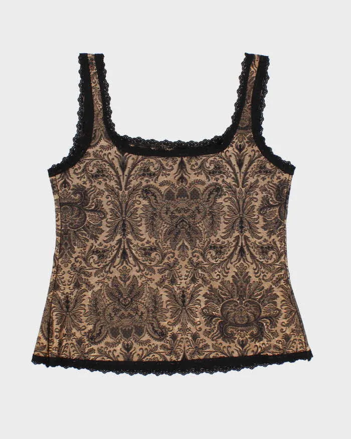 Y2K 00s Arianne Gold Floral Top - M sold by Rokit product image thumbnail 2