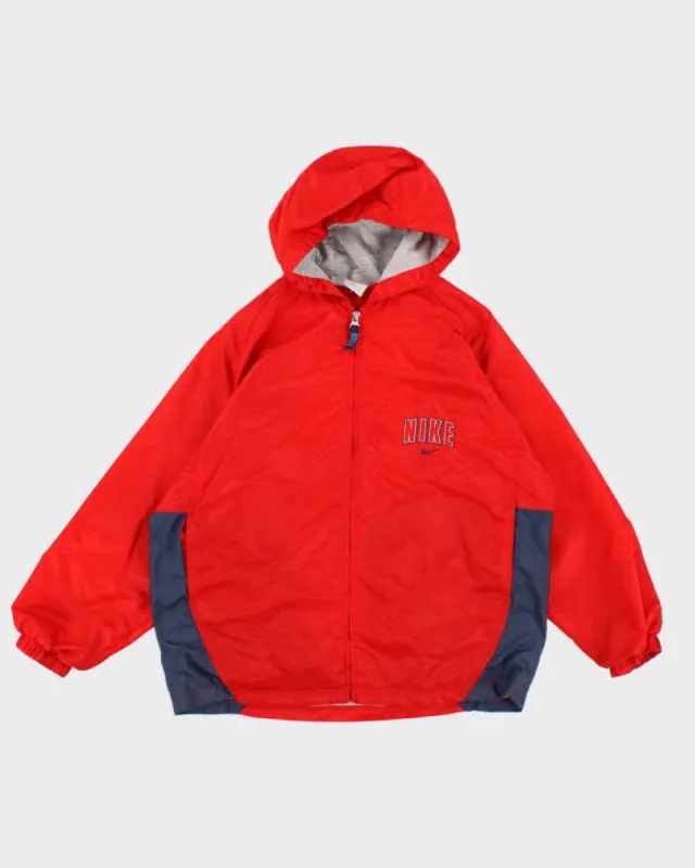 Vintage 90s Nike Oversized Red Hooded Windbreaker - L sold by Rokit
