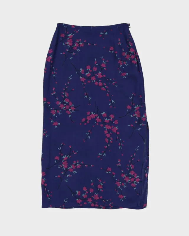 Y2K Blue Floral Maxi Skirt- S sold by Rokit