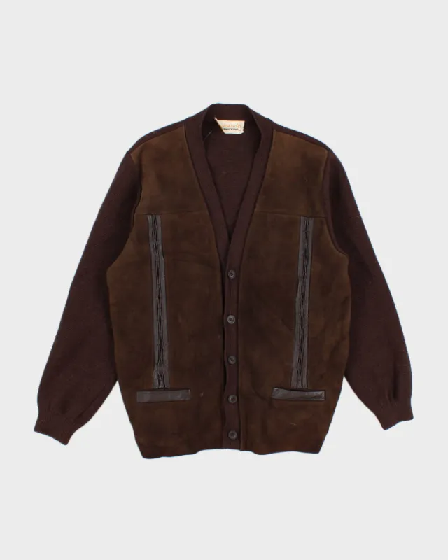 Men's Vintage Suede cardigan With knit Sleeves - L sold by Rokit