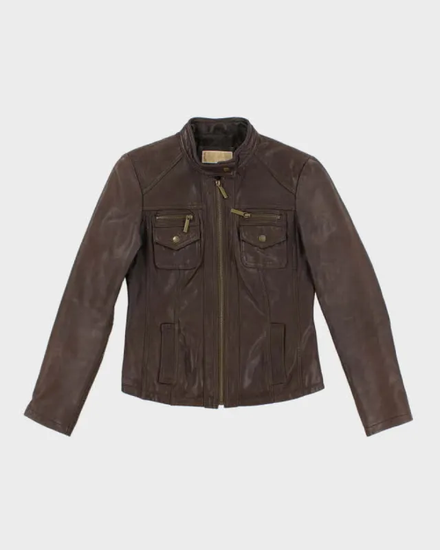 Vintage Woman's Brown Michael Kors Leather  Jacket - S sold by Rokit