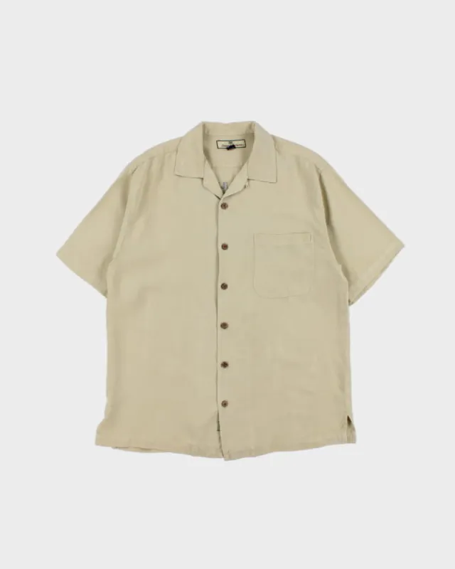 Vintage 90s Tommy Bahama Casting Agent Embroidery Oversized Silk Shirt - S sold by Rokit