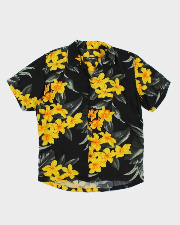 Vintage Yellow Floral Printed Hawaiian Shirt - M sold by Rokit