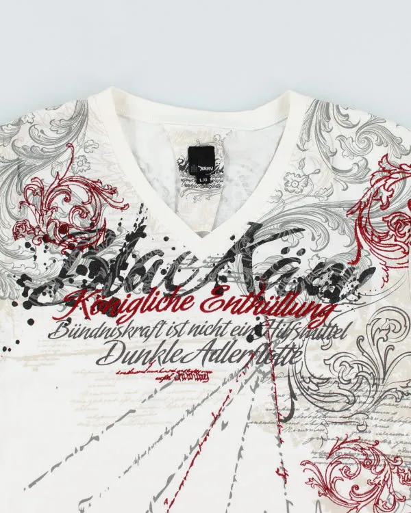 Vintage Y2K Gothic Style V Neck T-Shirt - L sold by Rokit product image thumbnail 3