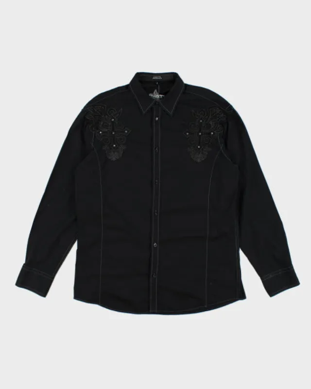 Y2k 00s Roar Rhinestone Embroidered Shirt - XL made by Rokit