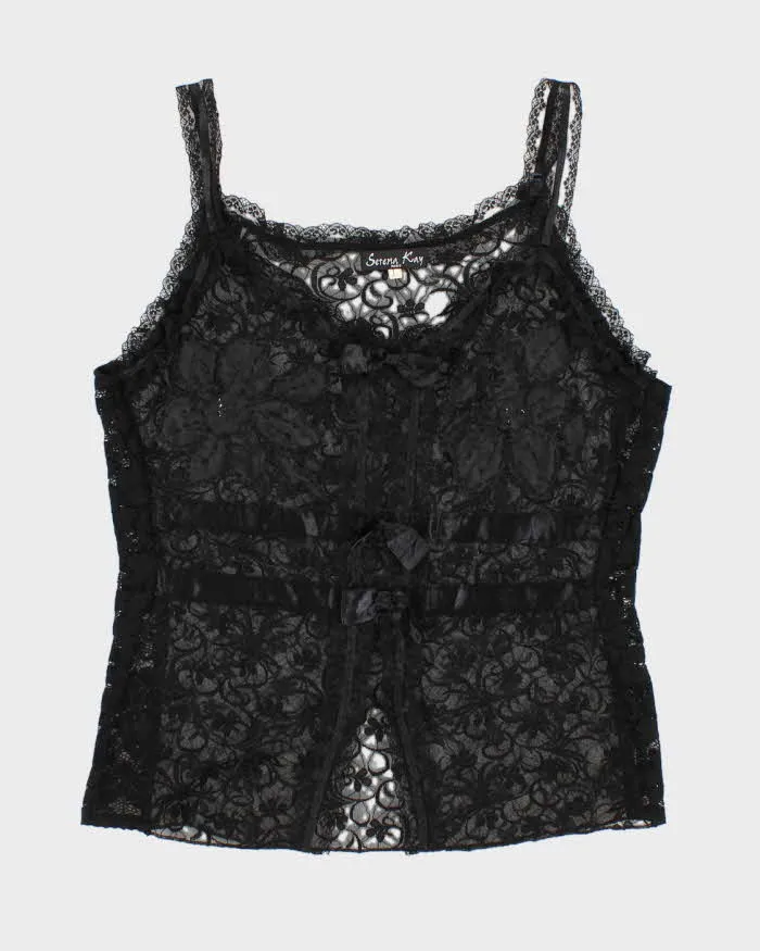 Woman's Black Lace Floral Print Camisole - L sold by Rokit