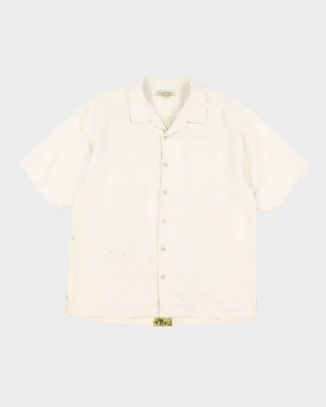 Vintage Men's Cream Tommy Bahama Leaf Print Shirt - XL made by Tommy Bahama