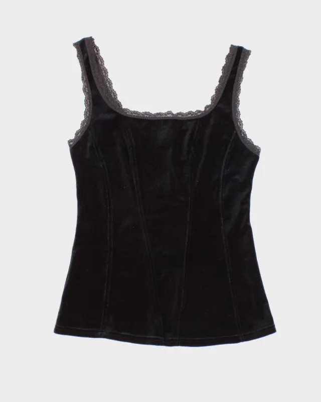 90s/00s Arianna Darling Black Velvet Cami - S sold by Rokit