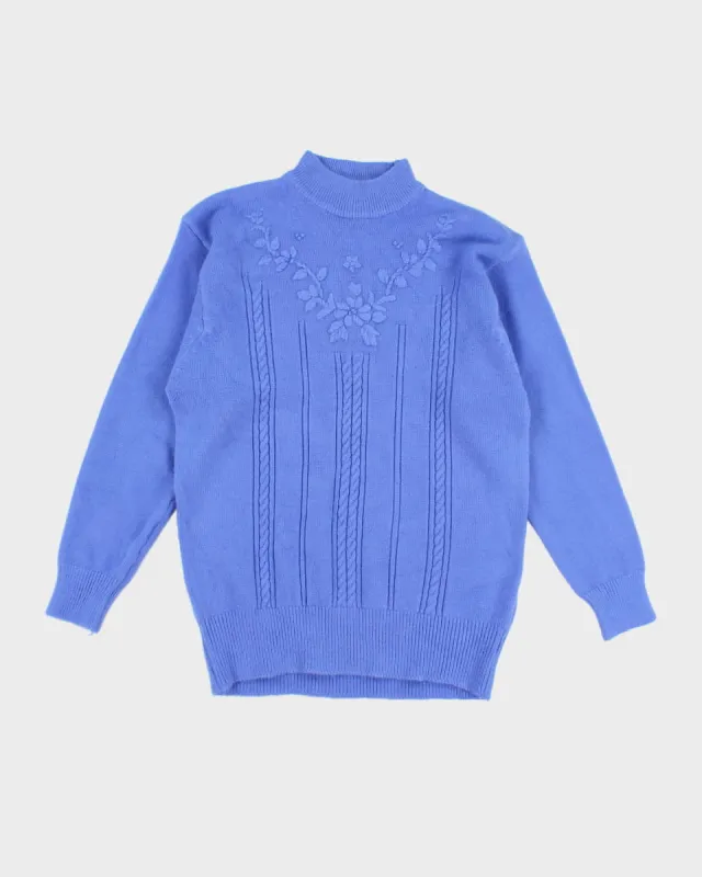 Women's Vintage Blue Knit Jumper - S sold by Rokit