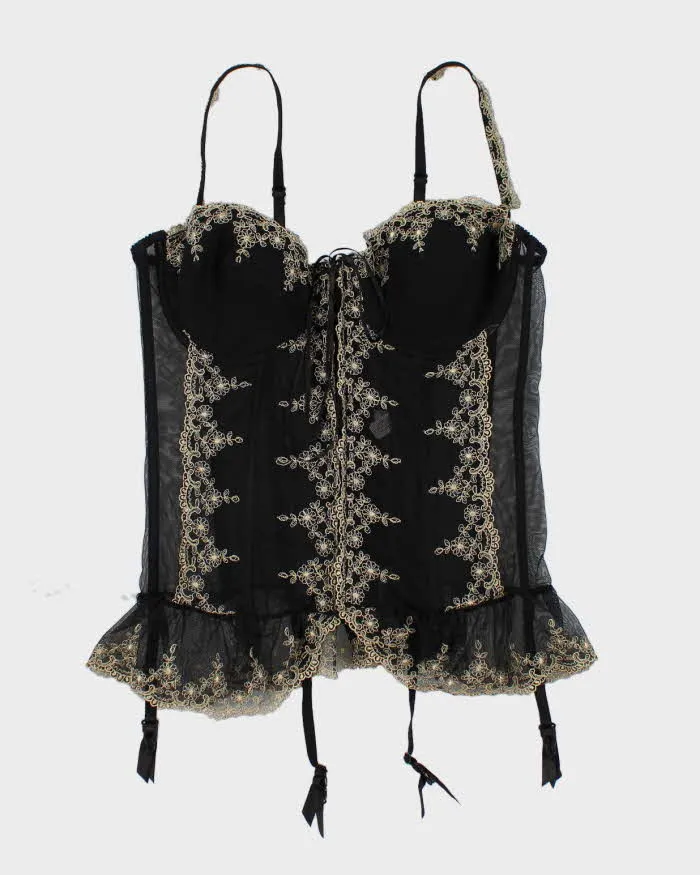 Y2k 00s La Vie En Rose Embroidered Corset - L sold by Rokit