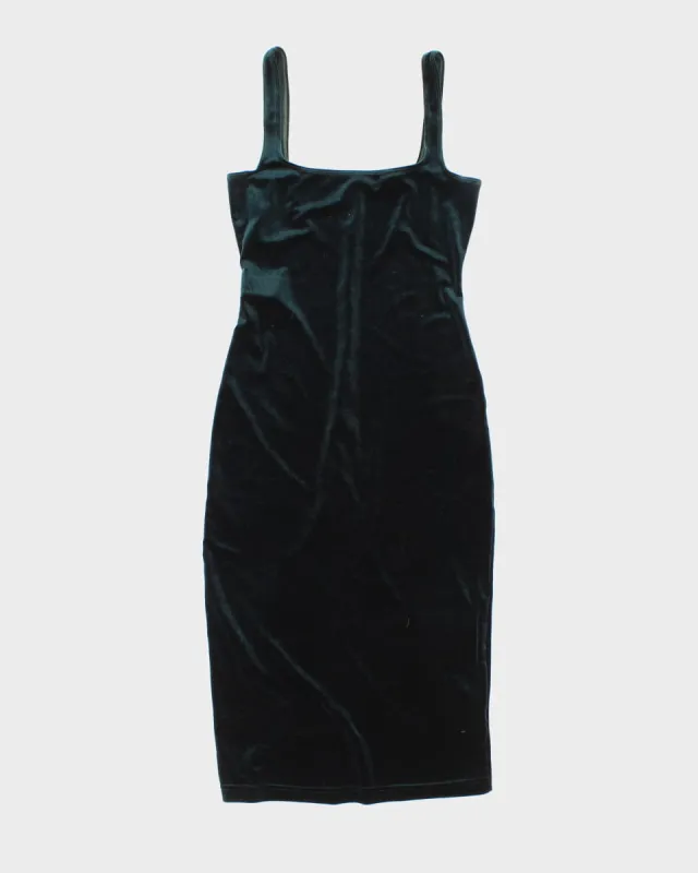 90's Green Velvet Pencil Shimmy Dress - S M sold by Rokit