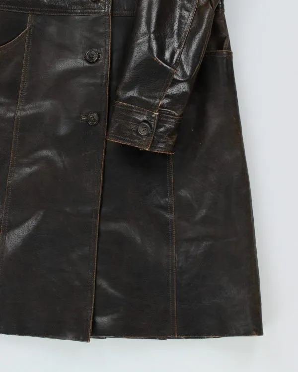 Vintage Y2K Le Chateau Brown Leather Trench Coat - S sold by Rokit product image thumbnail 4