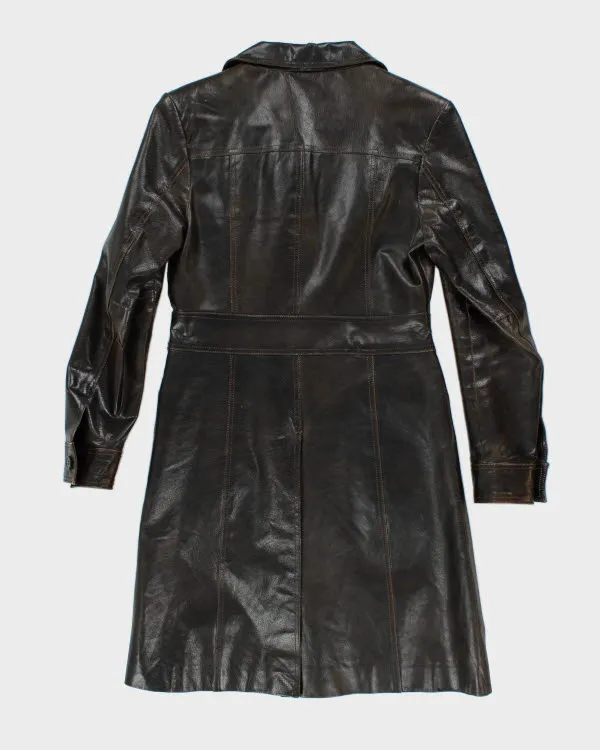 Vintage Y2K Le Chateau Brown Leather Trench Coat - S sold by Rokit product image thumbnail 2