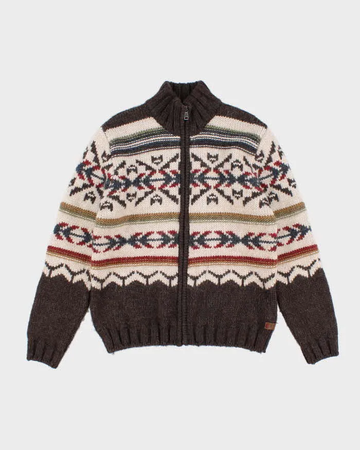 Wool Blend Chunky Zip Up Knit - L sold by Rokit