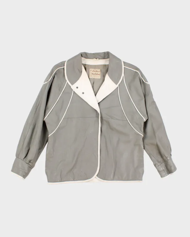 Vintage Leathers By New England Grey Leather Jacket - L sold by Rokit