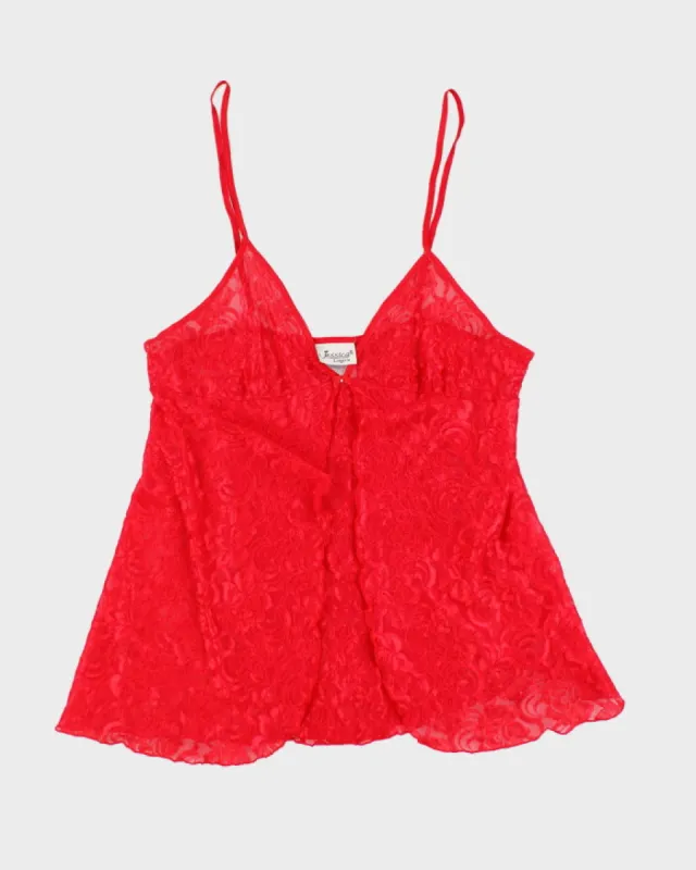 Vintage 90s Jessica Red Lace Cami - M sold by Rokit