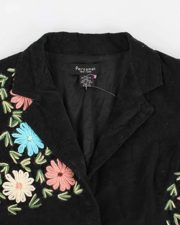 Vintage 90s/00s Micro-cord Embroidered Floral Cropped Jacket - S sold by Rokit product image thumbnail 3