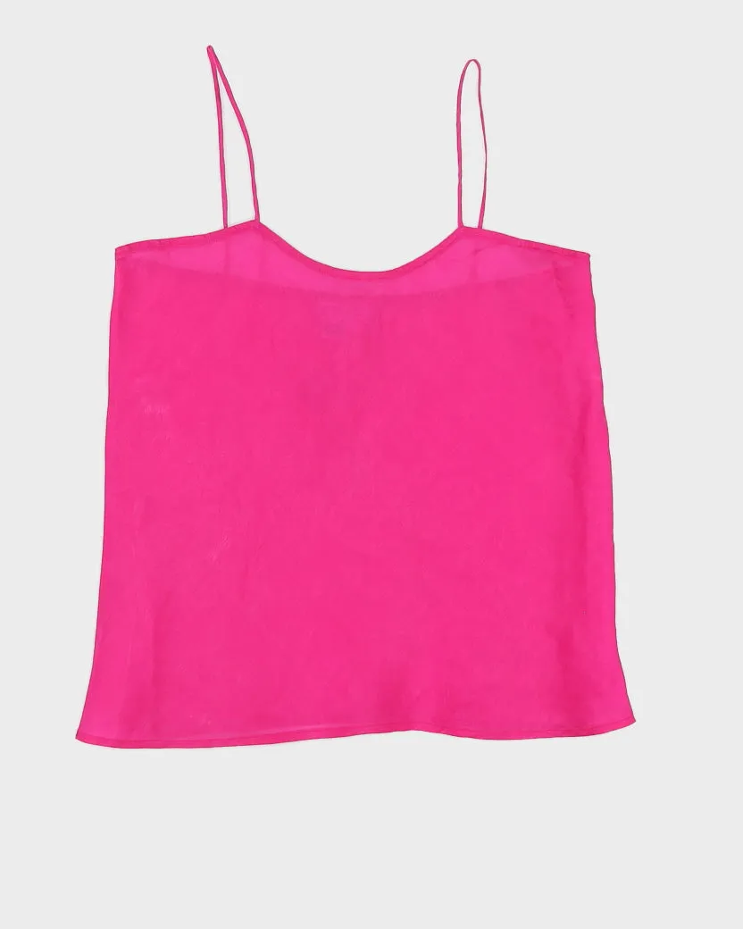 Vintage 90s Pink Rose Printed Silk Cami - L/XL sold by Rokit