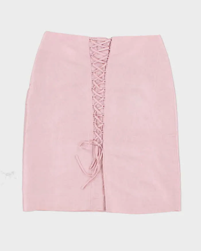 Vintage 90s Pink Lace Up Skirt - S sold by Rokit product image thumbnail 2