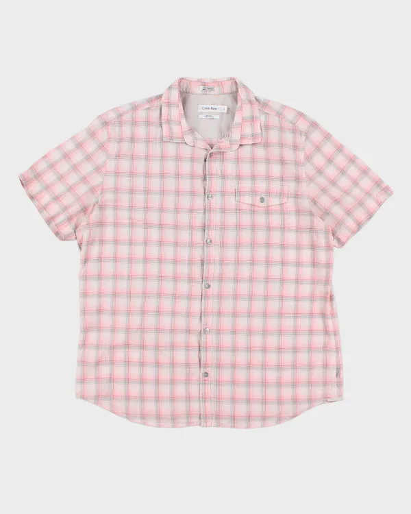 Calvin Klein Pink Check Shirt - L sold by Rokit