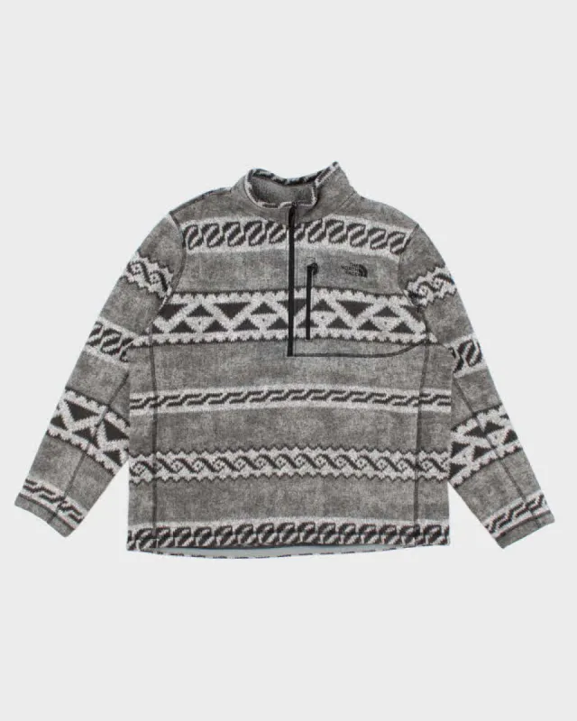 Mens The North Face Grey Patterned Half Zip Fleece - XXL sold by Rokit