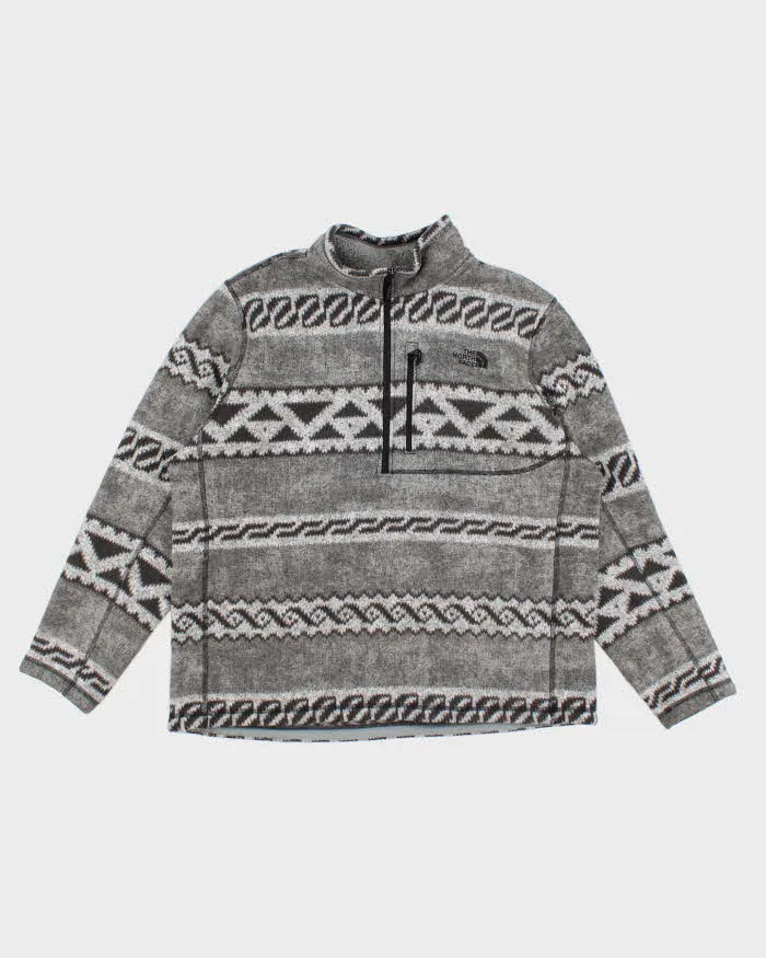Mens The North Face Grey Patterned Half Zip Fleece - XXL sold by Rokit