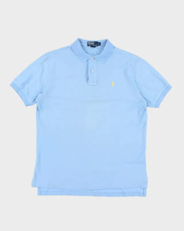 Vintage 90s Polo Ralph Lauren Blue Polo Shirt - L sold by Rokit