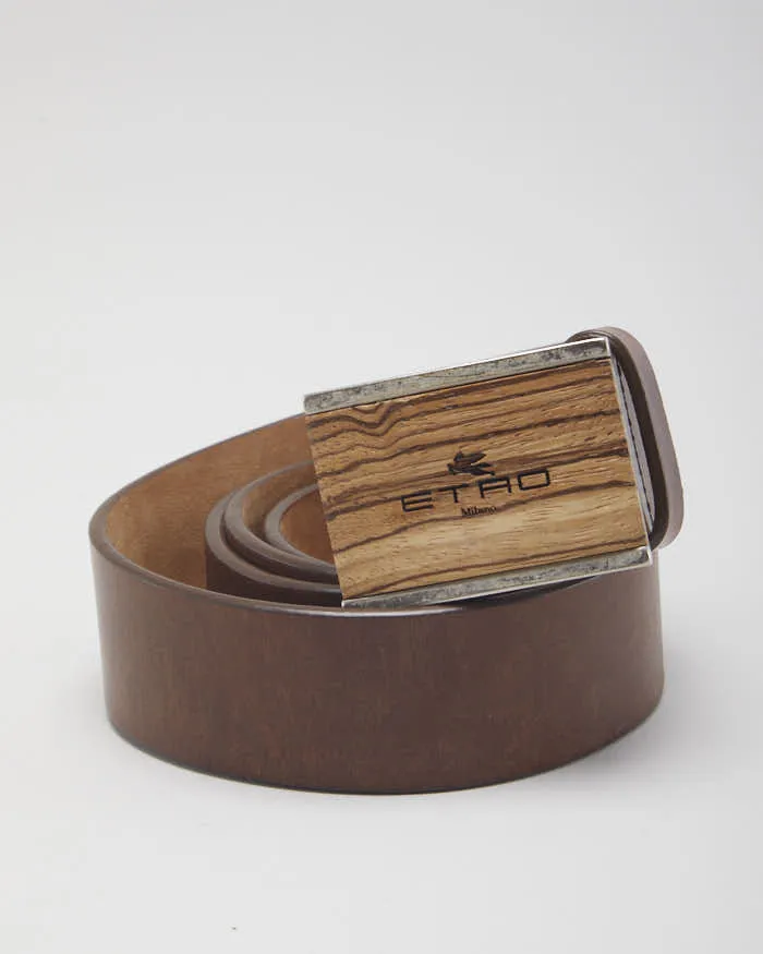 Etro Brown Leather Belt - W33-W37 sold by Rokit