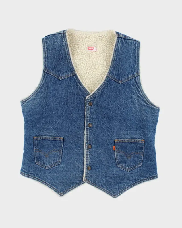Levi's Orange Tab Sherpa Lined Sleeveless Jacket - L sold by Rokit