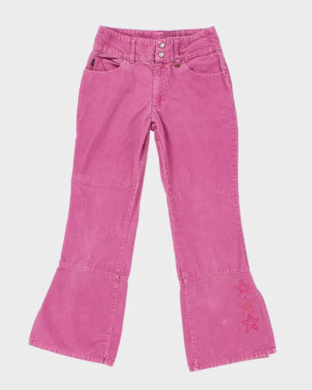 Y2k 00s Canyon River Blues Embroidered Pink Cord Trousers - W28 L29 sold by Rokit