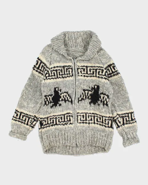 Vintage 80's Heavyweight Cowichan Zip Up Cardigan - L sold by Rokit