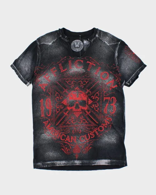 Vintage 2000's Affliction V-Neck Gothic T-Shirt - S sold by Rokit