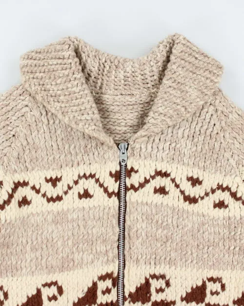 Vintage 80's Patterned Cowichan Zip Up Cardigan - L sold by Rokit product image thumbnail 3