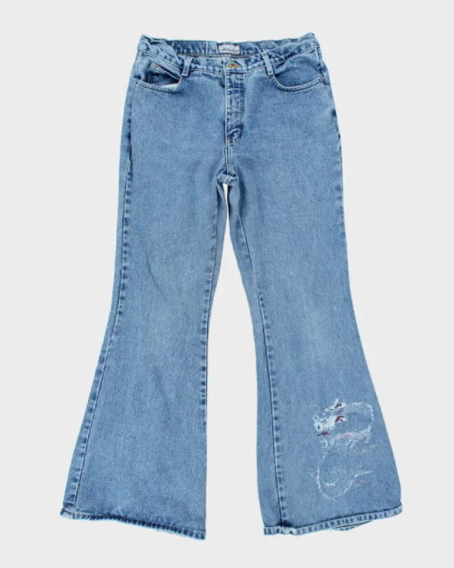 Y2k 00s Santa Barbra Flare Dragon Jeans - W32 L32 sold by Rokit