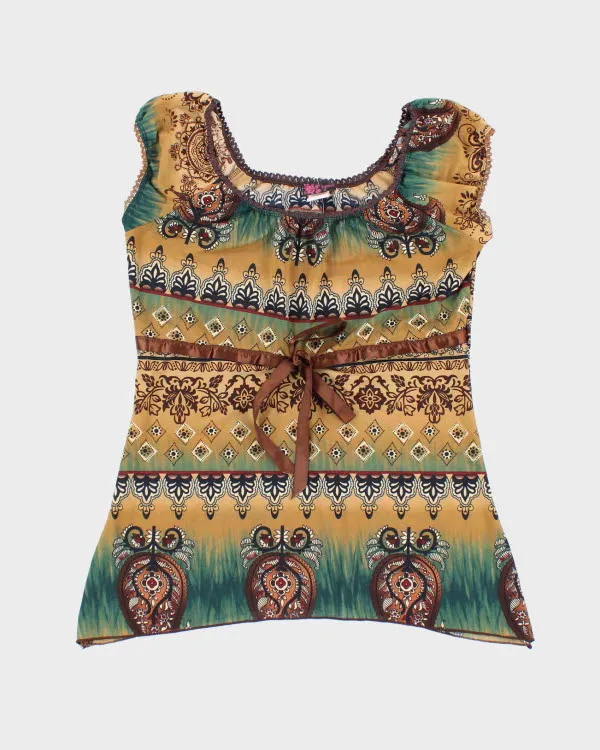 Y2k 00s Agenda Pattern Top - S sold by Rokit