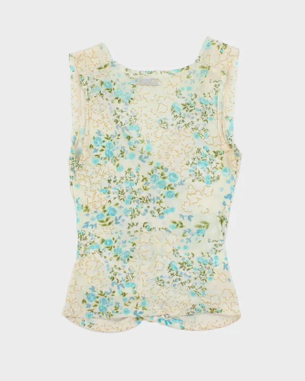 Y2k 00s Mesh Floral Ruched Top - S sold by Rokit product image thumbnail 2