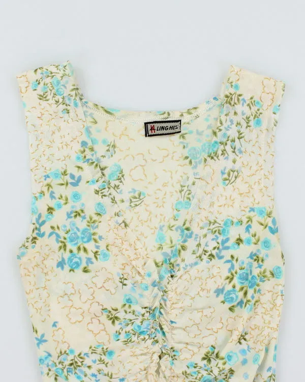 Y2k 00s Mesh Floral Ruched Top - S sold by Rokit product image thumbnail 3