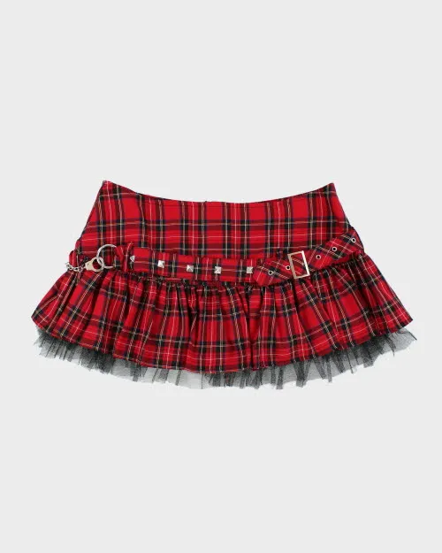 Y2k 00s Hell Bunny Plaid Studded Handcuff Skirt - XL sold by Rokit